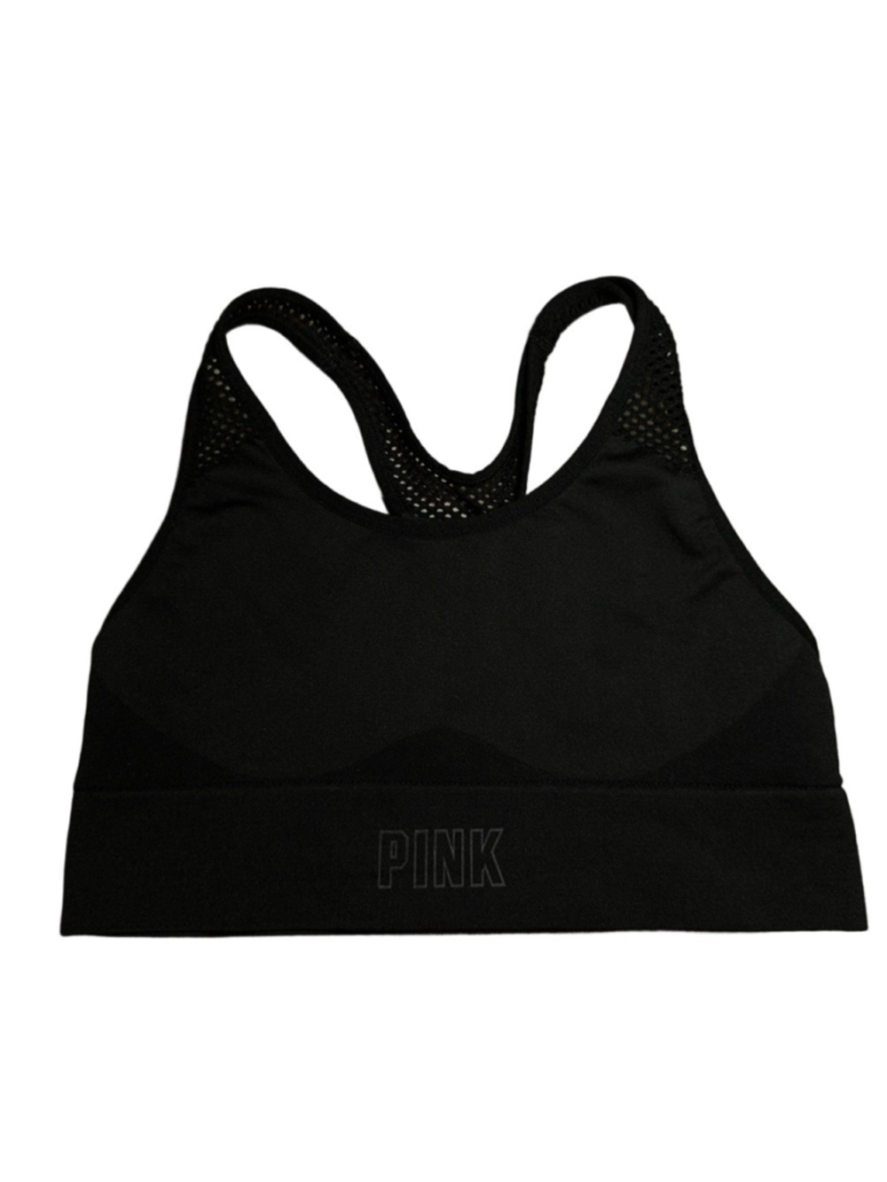 Victoria's Secret Pink Seamless Low Impact Racerback Sports Bra Black Womens XS